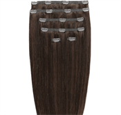 Gold24 Clip-on hair extensions, 60 cm, #4 brun, 7 deler